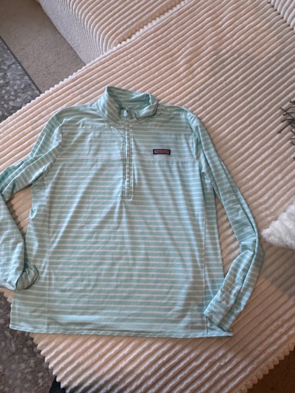 Women's vineyard Vines Striped Performance Pullover Shirt - Light Aqua